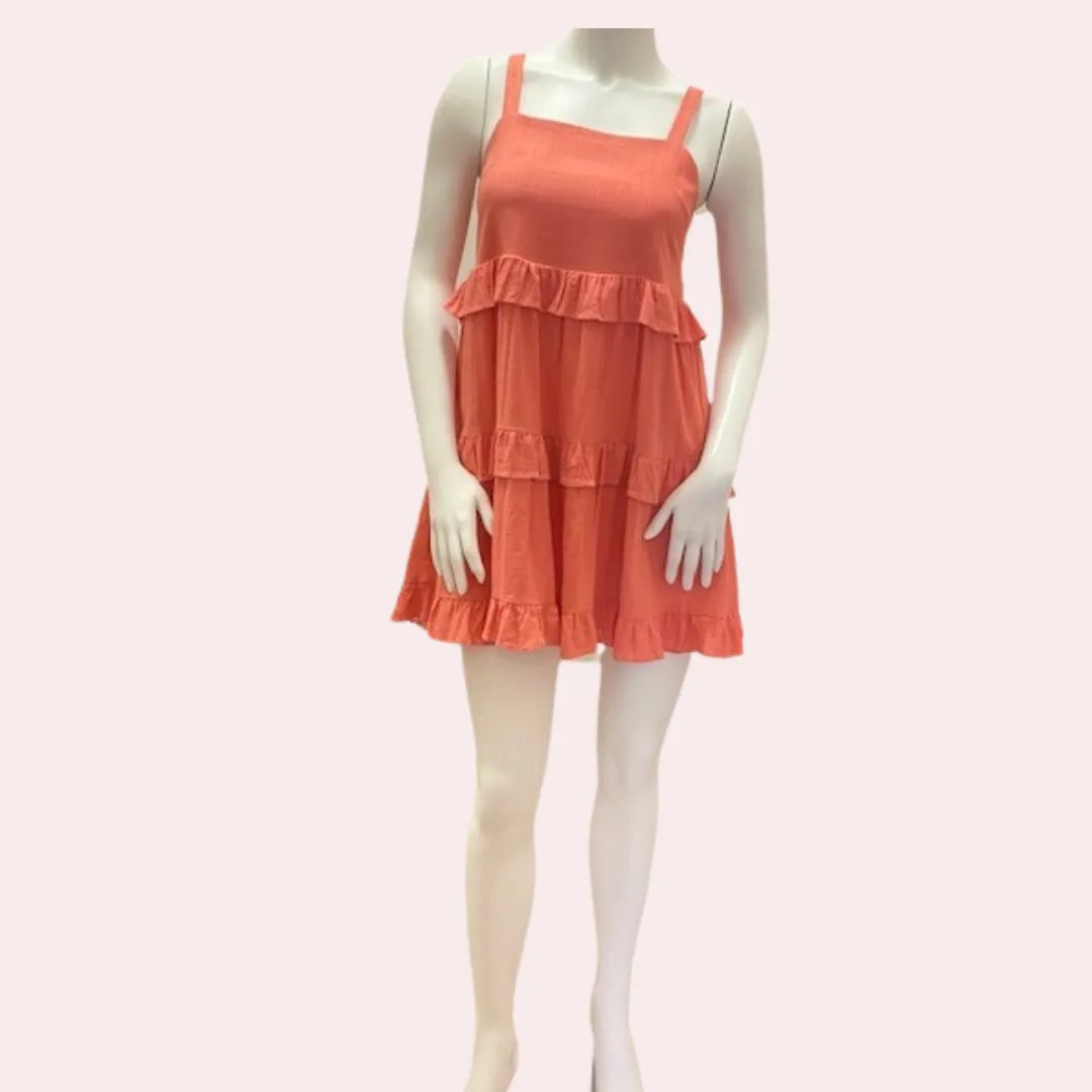 Coral tiered ruffle summer dress