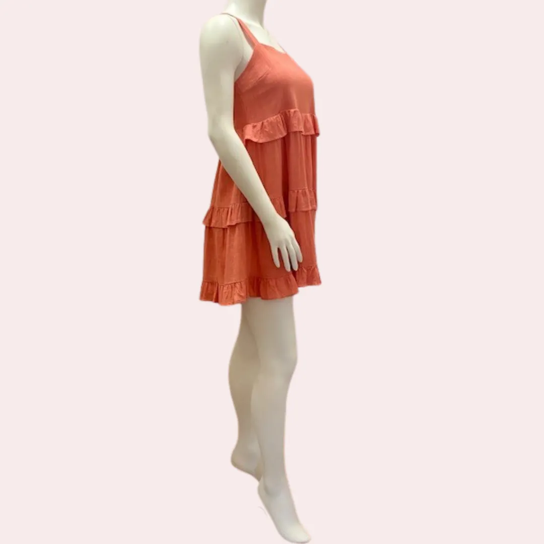 Coral tiered ruffle summer dress