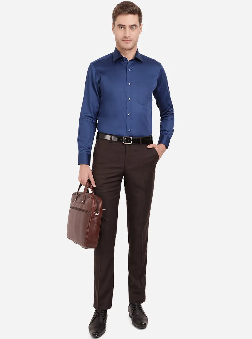 Dark Blue Solid Slim Fit Formal Shirt | Metal