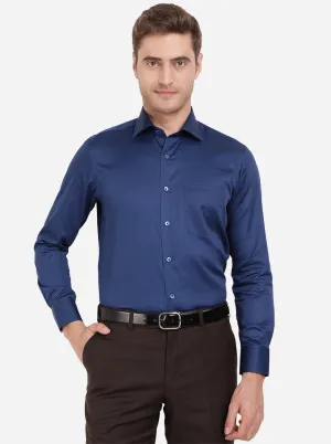 Dark Blue Solid Slim Fit Formal Shirt | Metal