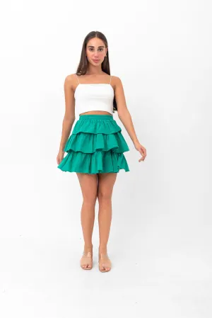 Deborah Flouncy Pleated Skirt - Green