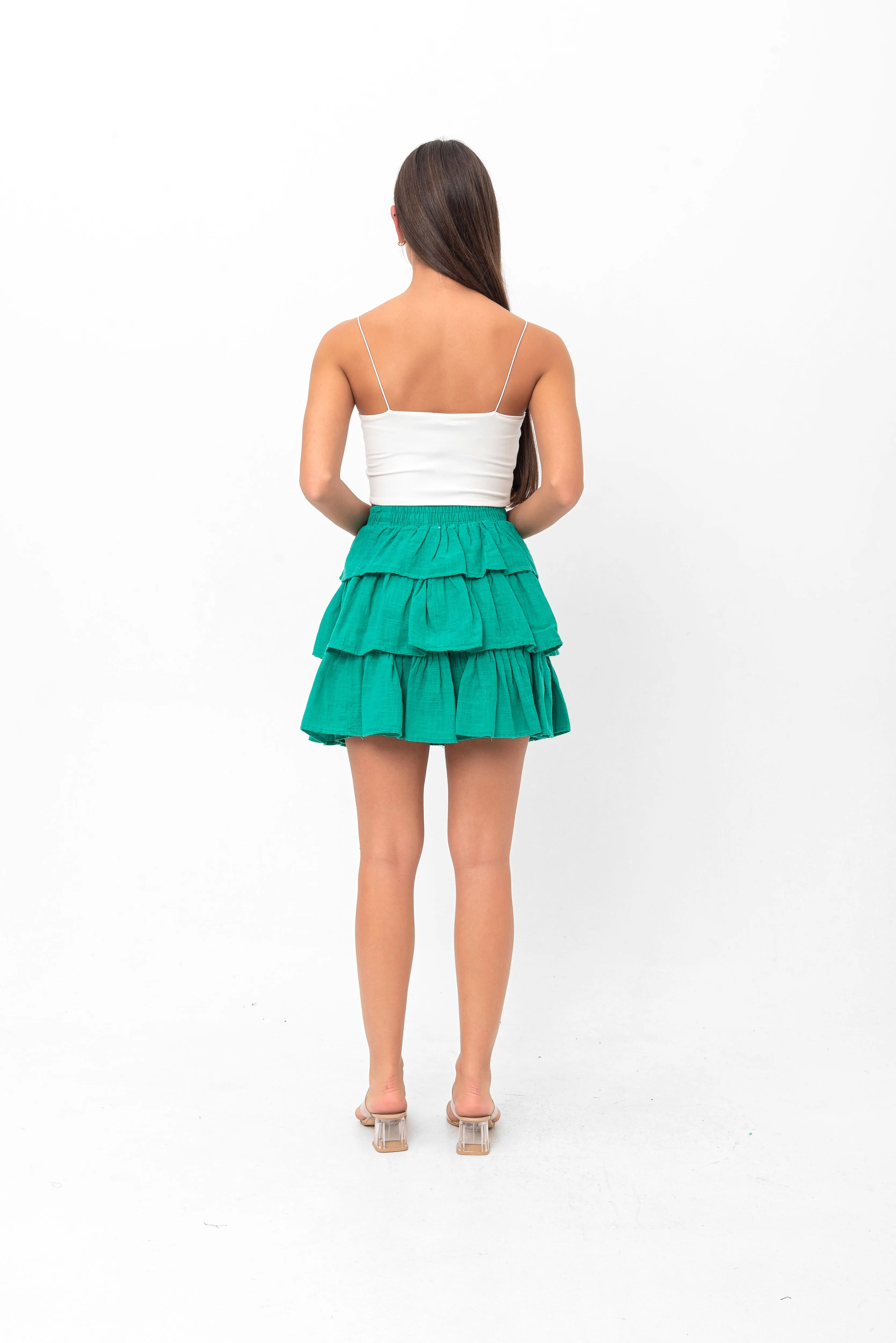 Deborah Flouncy Pleated Skirt - Green