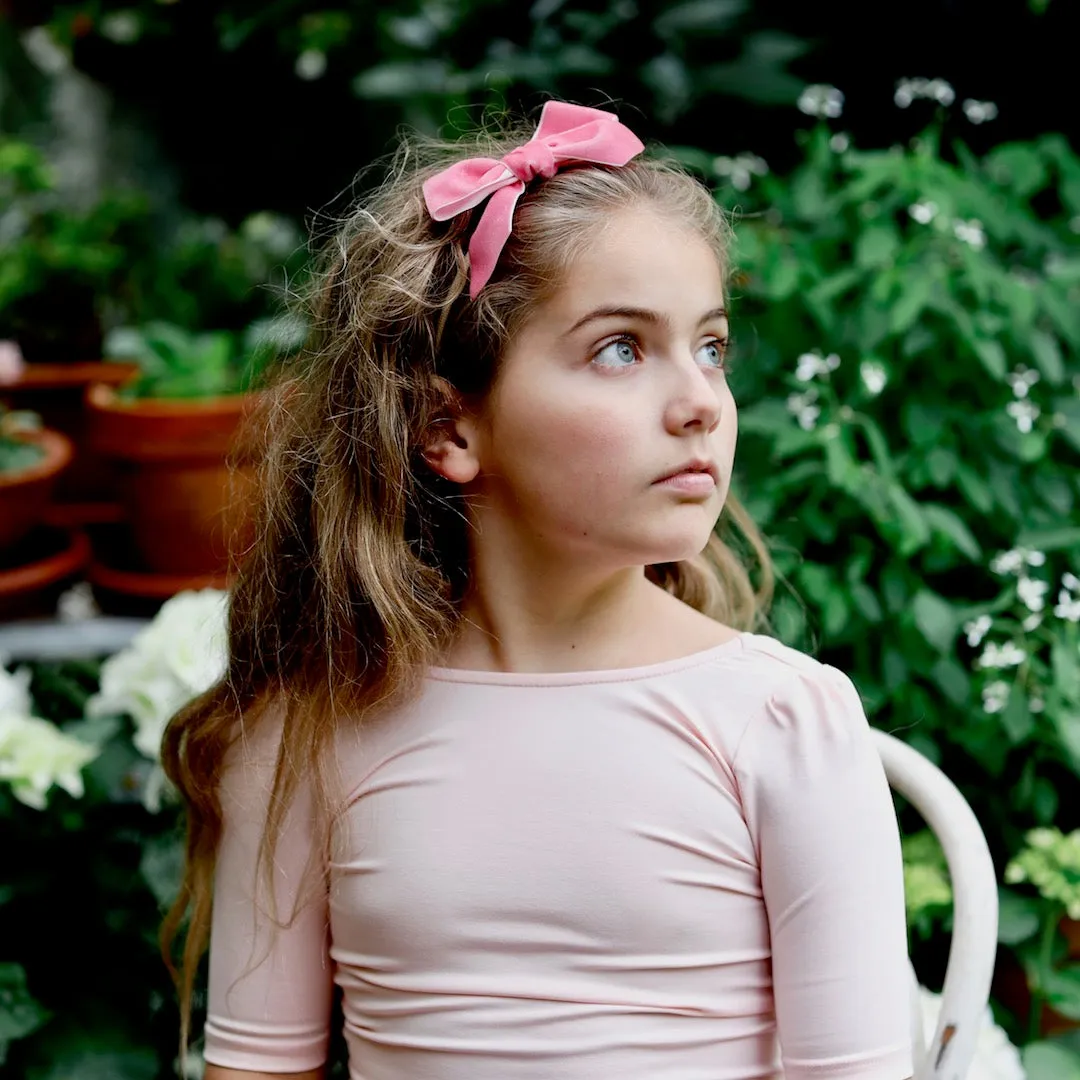 deluxe bow headband - vintage rose velvet