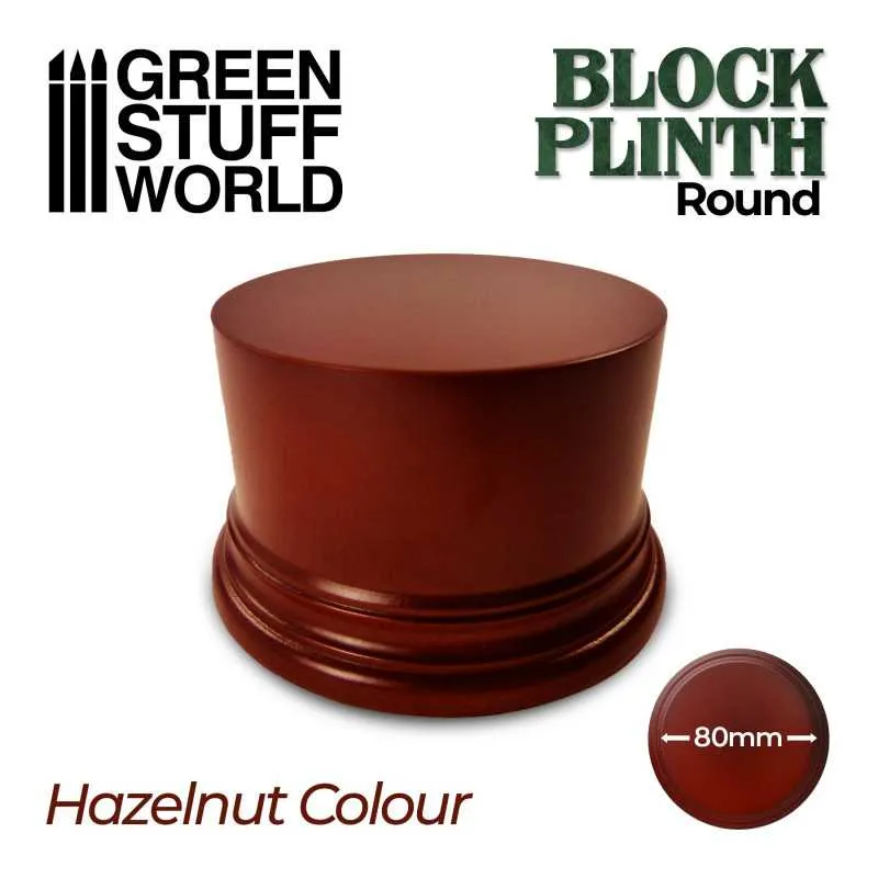 Display Plinths - Round Block - Hazelnut Brown - 8cm DISCOUNTED