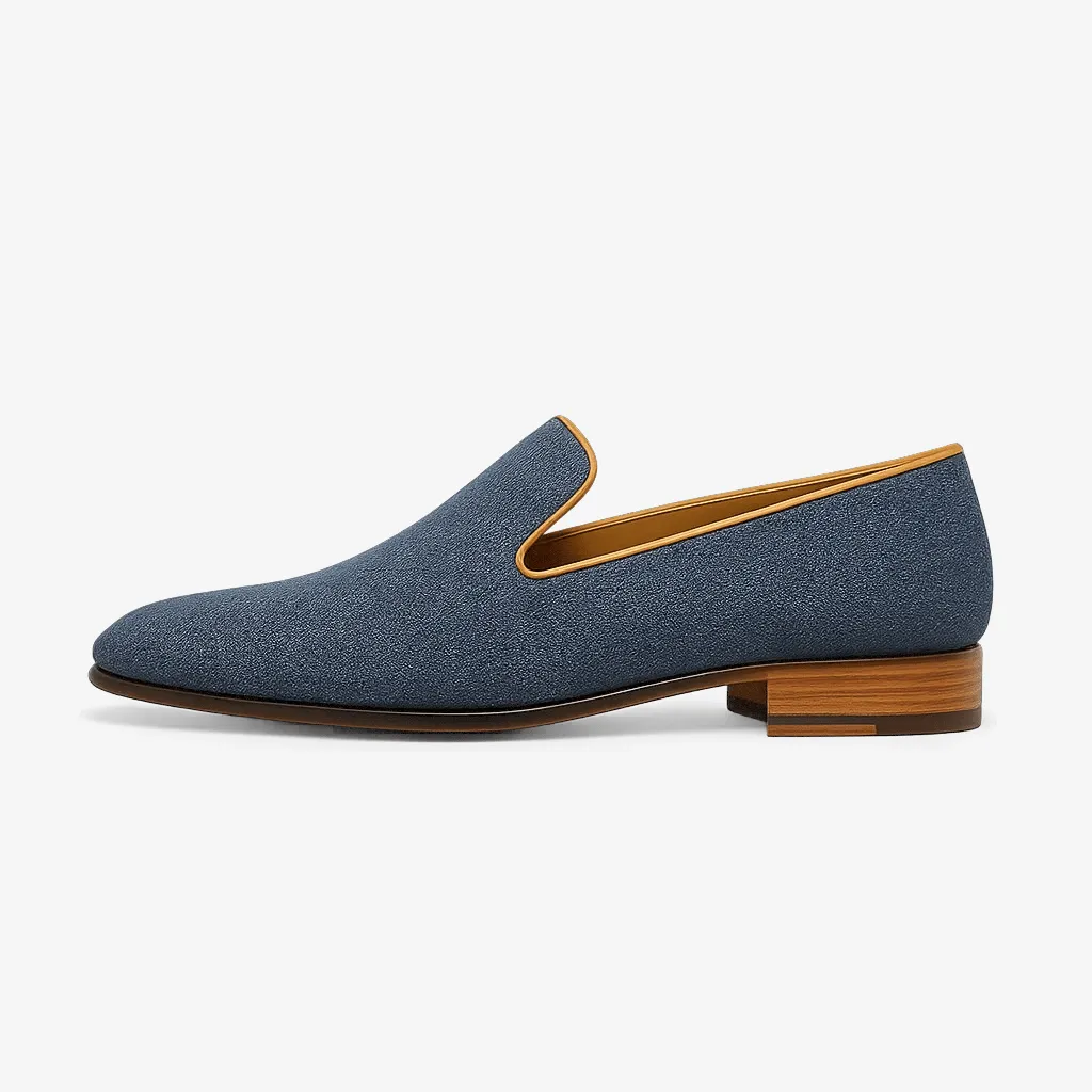 Domoir | Denim Loafers with Metal Heel