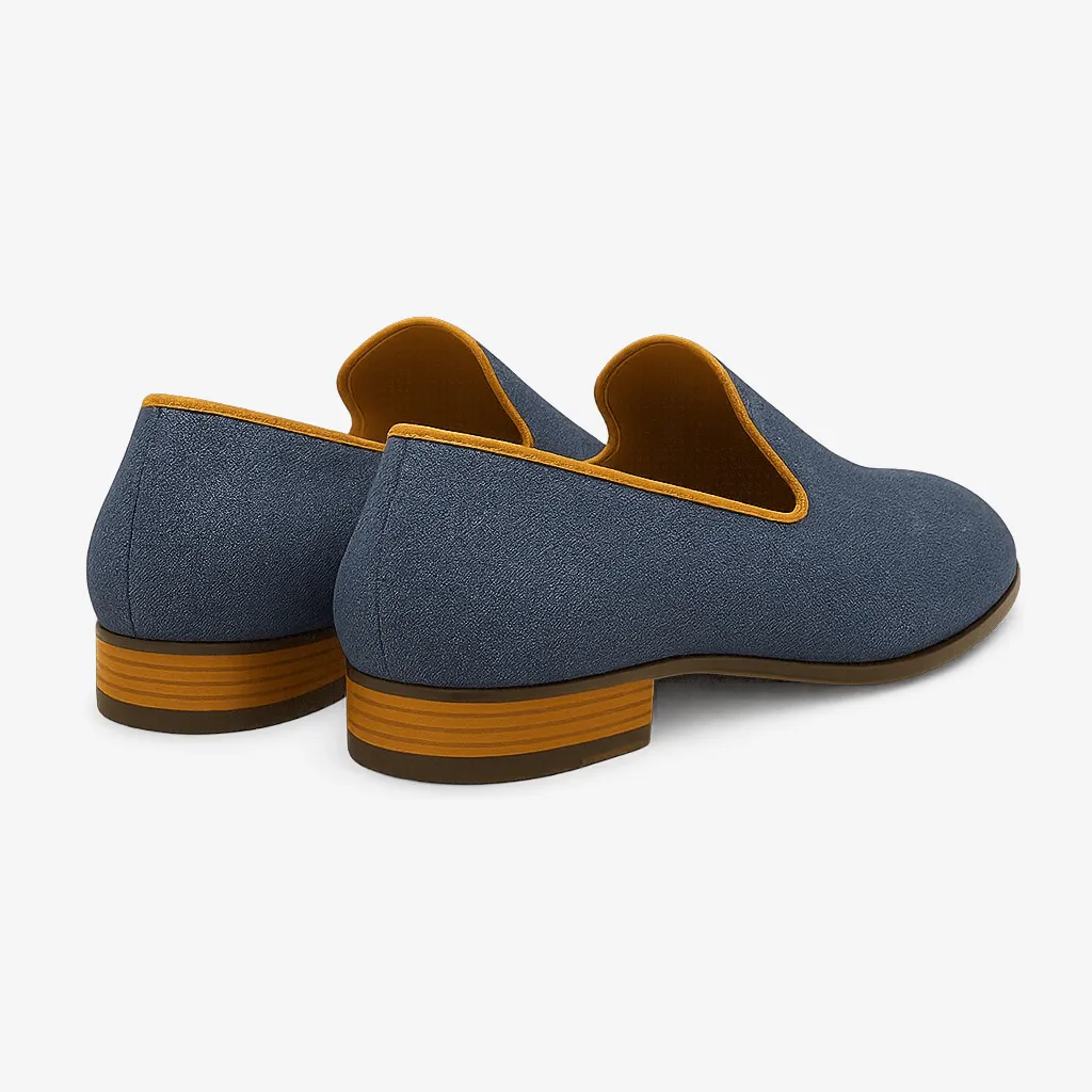 Domoir | Denim Loafers with Metal Heel
