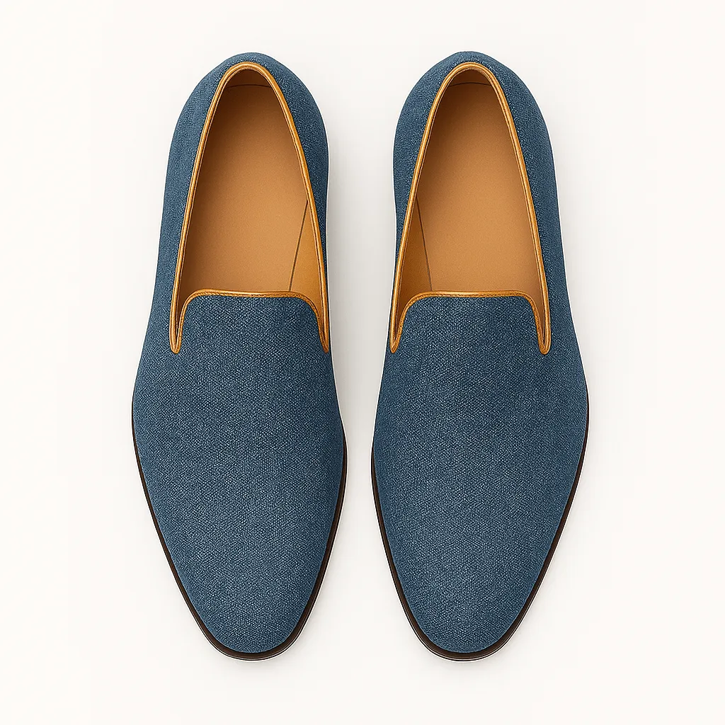 Domoir | Denim Loafers with Metal Heel