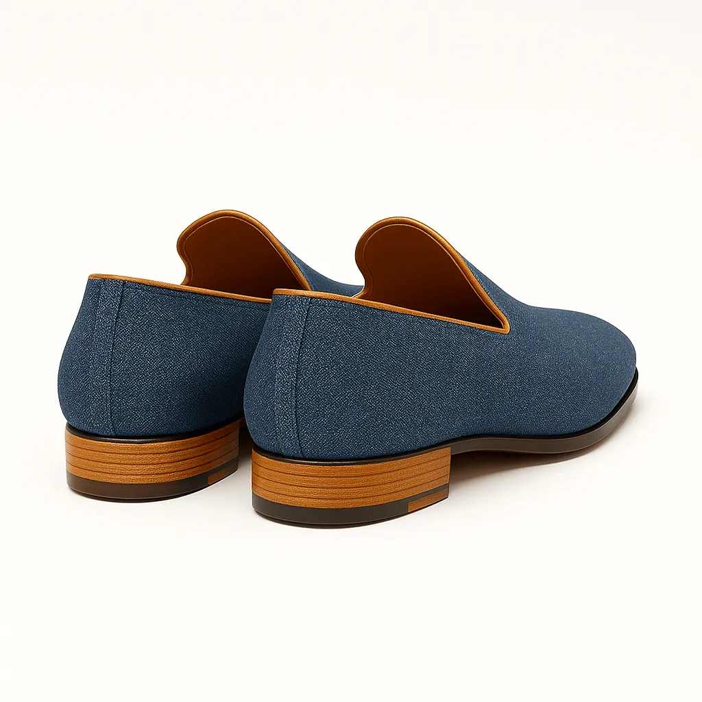 Domoir | Denim Loafers with Metal Heel