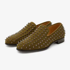 Domoir | Gold Velvet Stud Loafers