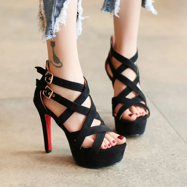 Double Belt Platform Sandal