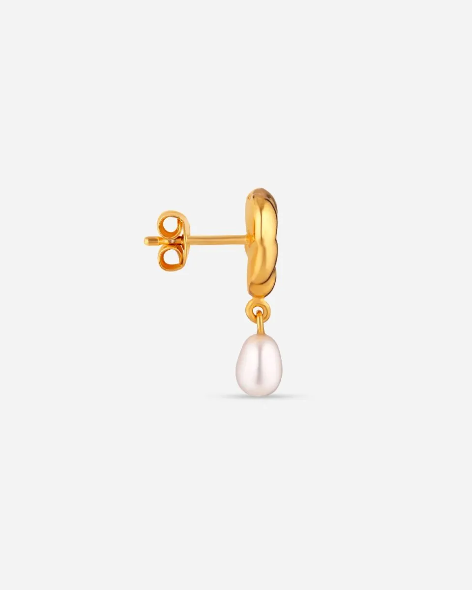 Drippy Earstud with Pearl Pendant - Gold