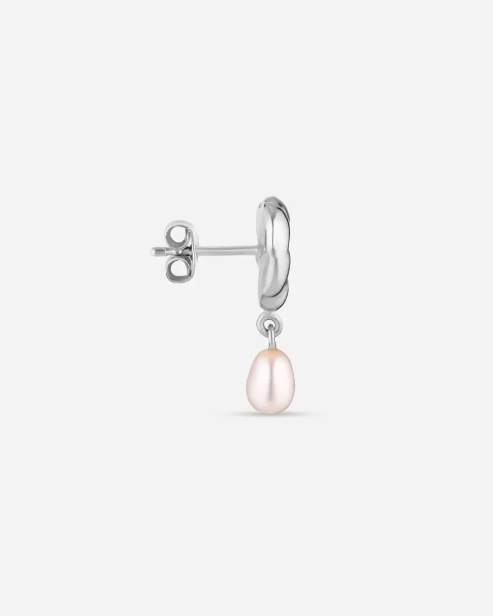 Drippy Earstud with Pearl Pendant - Silver
