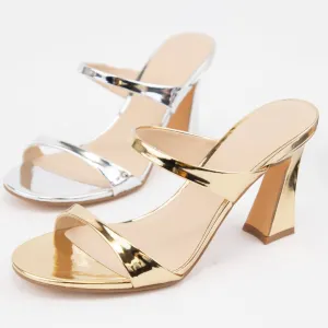 Ellie Thin Double Strap Mule Heels