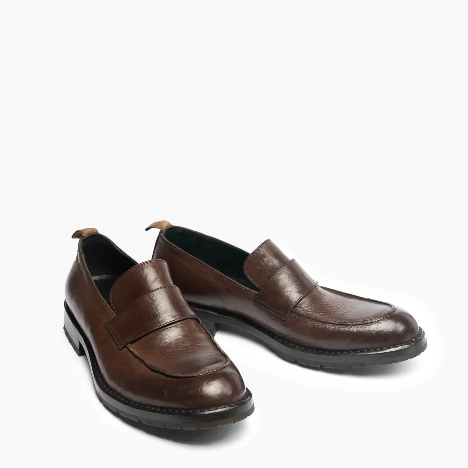 Enrico | Men's leather loafers in medium brown