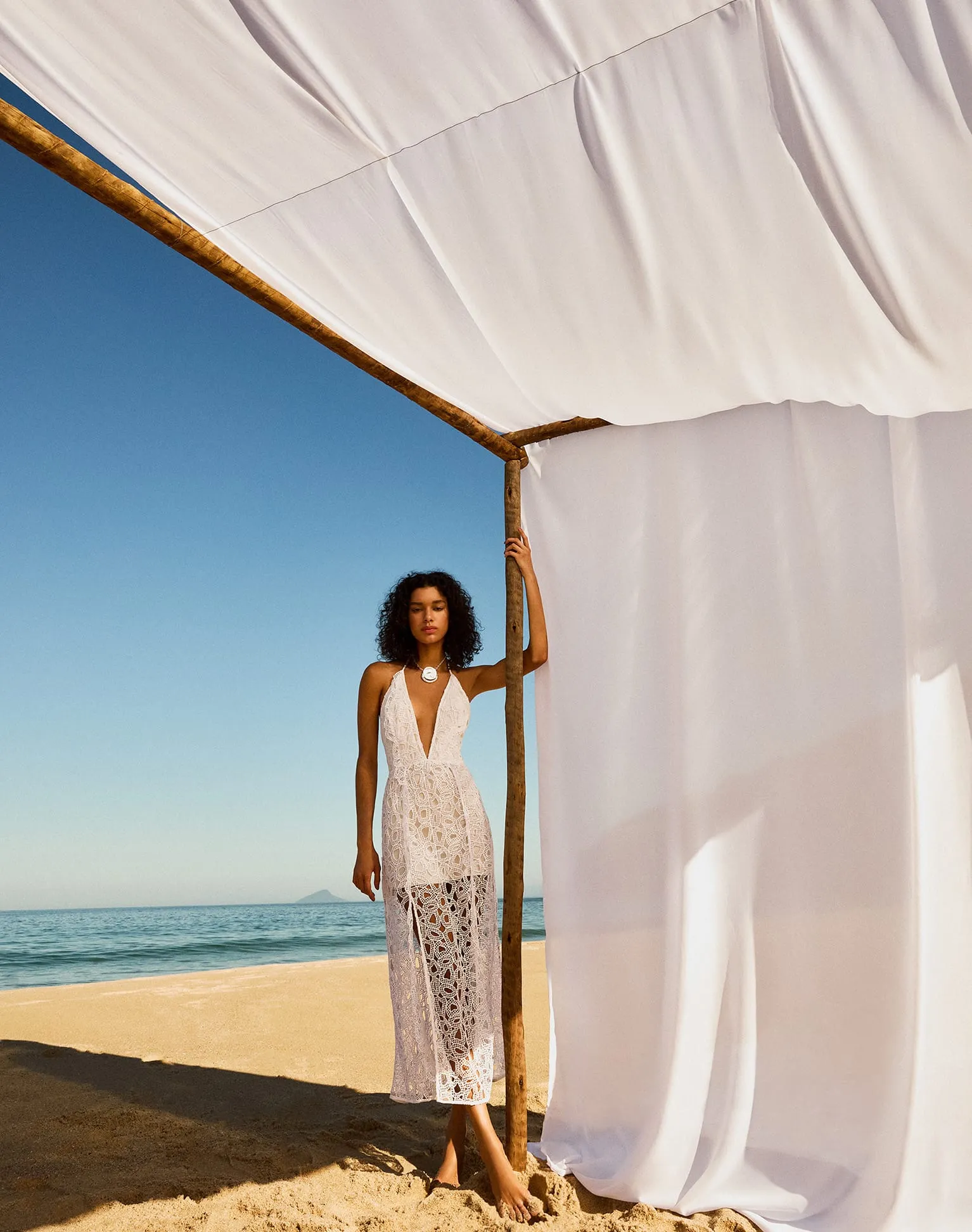 Eyelet Joelle Midi Dress - Off White