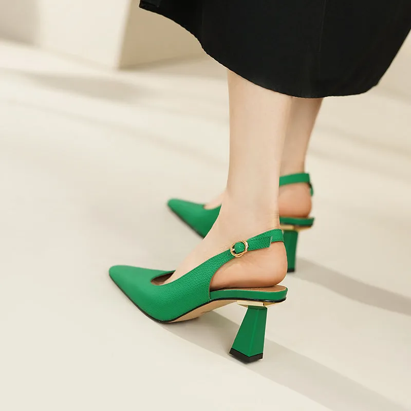 Fara Green Slingback Heels