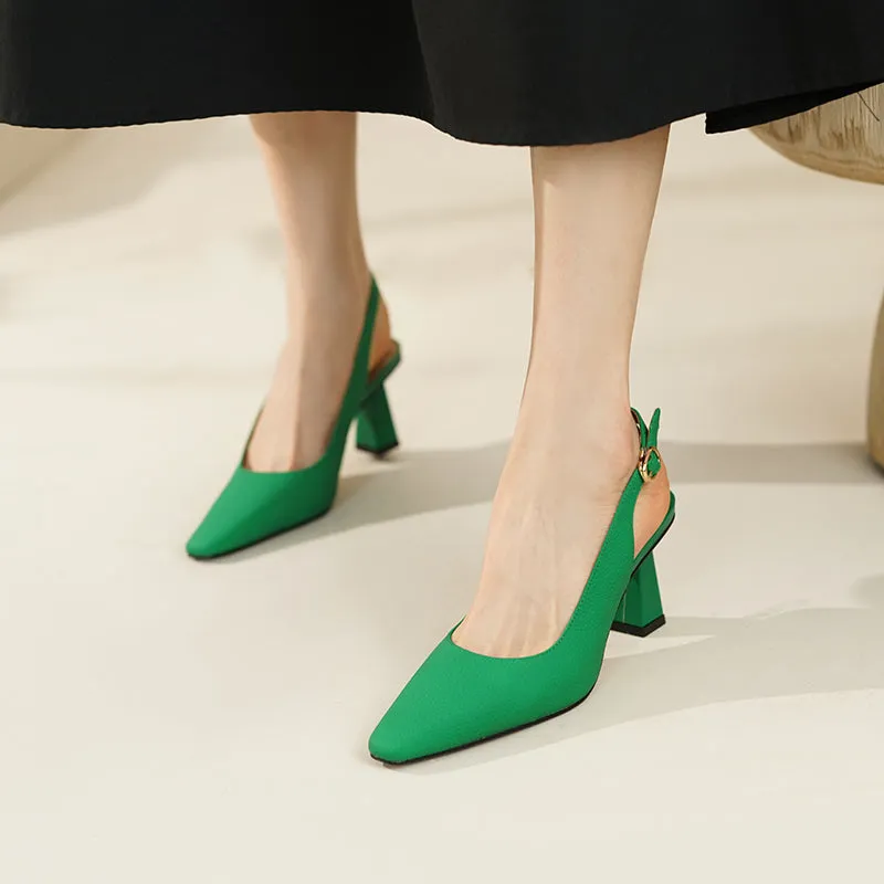 Fara Green Slingback Heels
