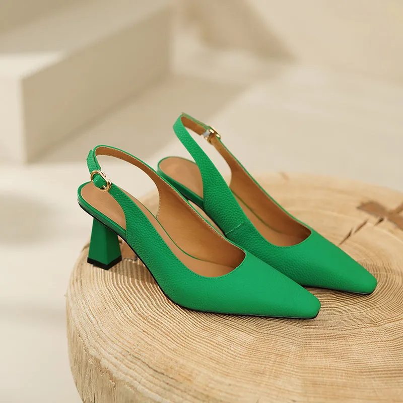 Fara Green Slingback Heels