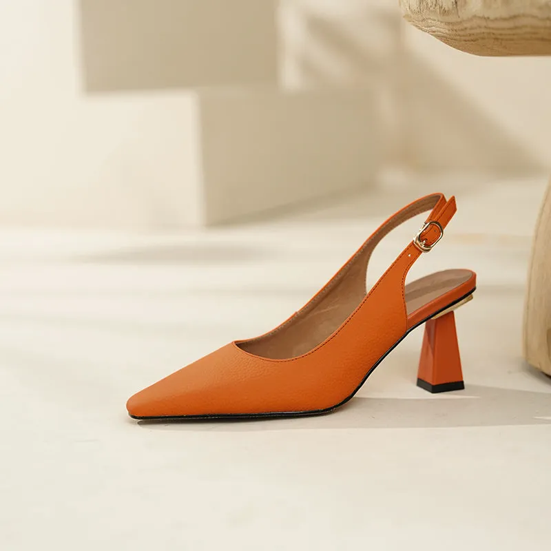 Fara Orange Slingback Heels