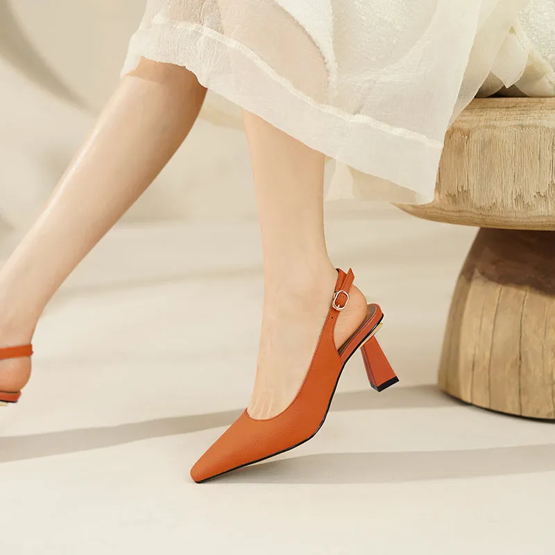Fara Orange Slingback Heels