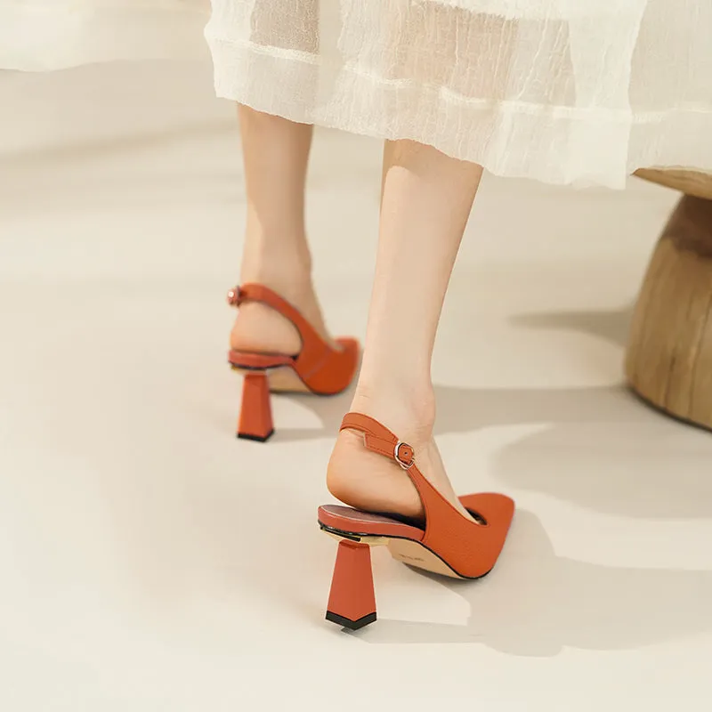 Fara Orange Slingback Heels