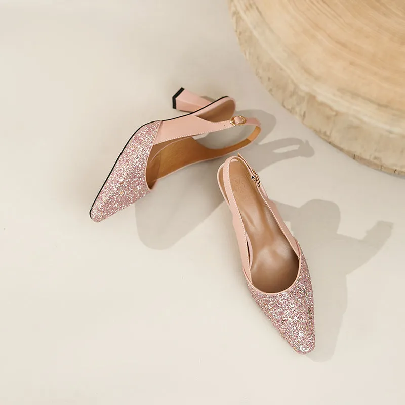 Fia Sparkly Pink Slingback High Heels