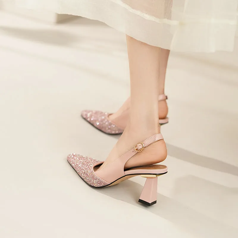 Fia Sparkly Pink Slingback High Heels