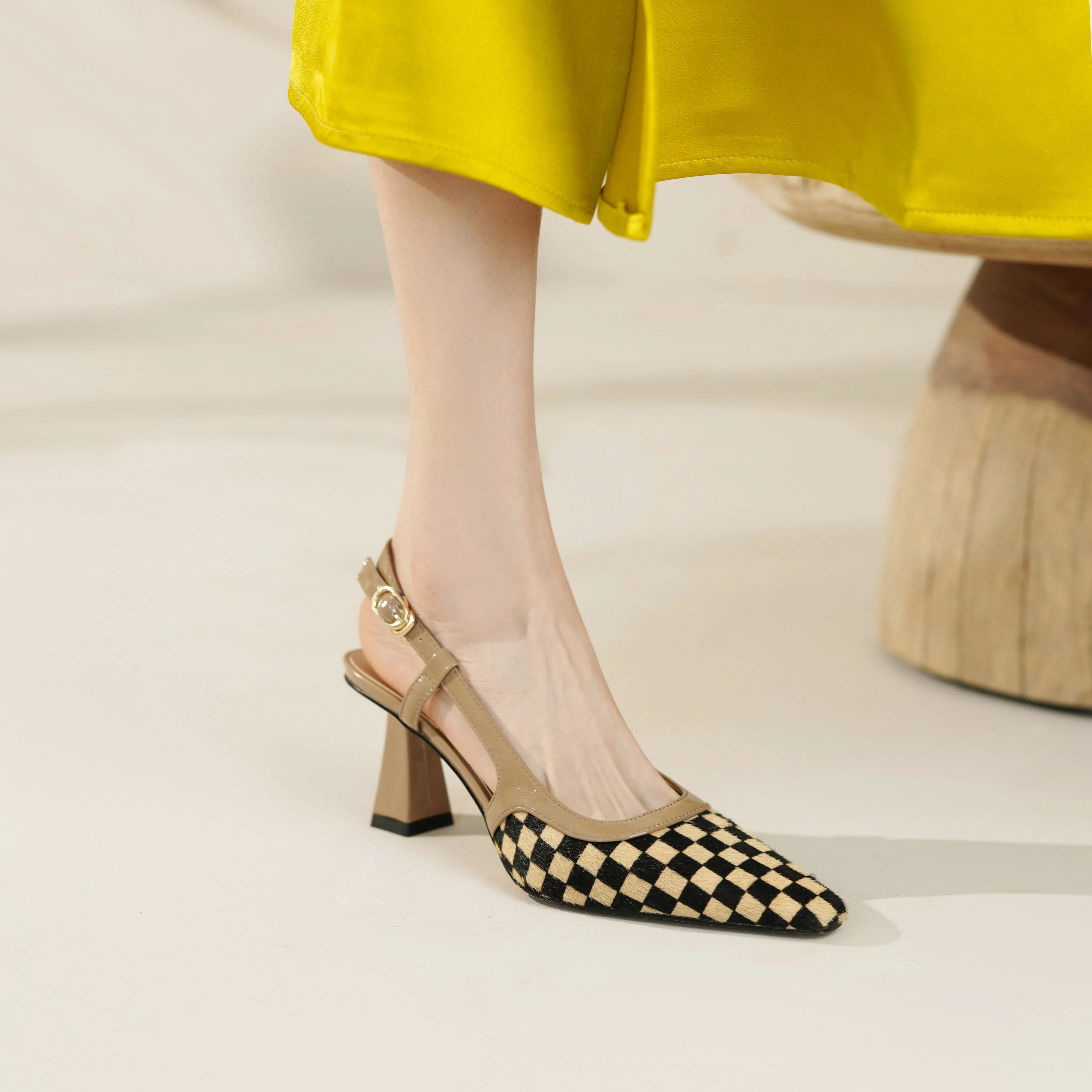 Fiza Nude Slingback Heels