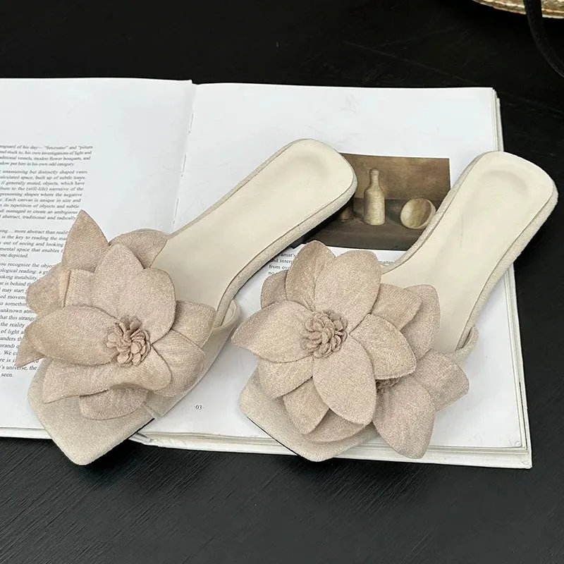 Flats Footwear Ladies Slides Slippers Fashion Flower Summer Beach Flip Flops Female Sandals Women Slippers Shoes Big Size