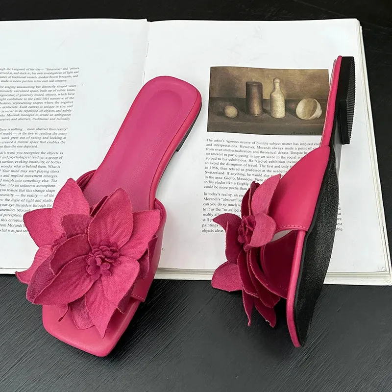Flats Footwear Ladies Slides Slippers Fashion Flower Summer Beach Flip Flops Female Sandals Women Slippers Shoes Big Size