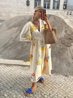 Floral Print Wrap Midi Dress