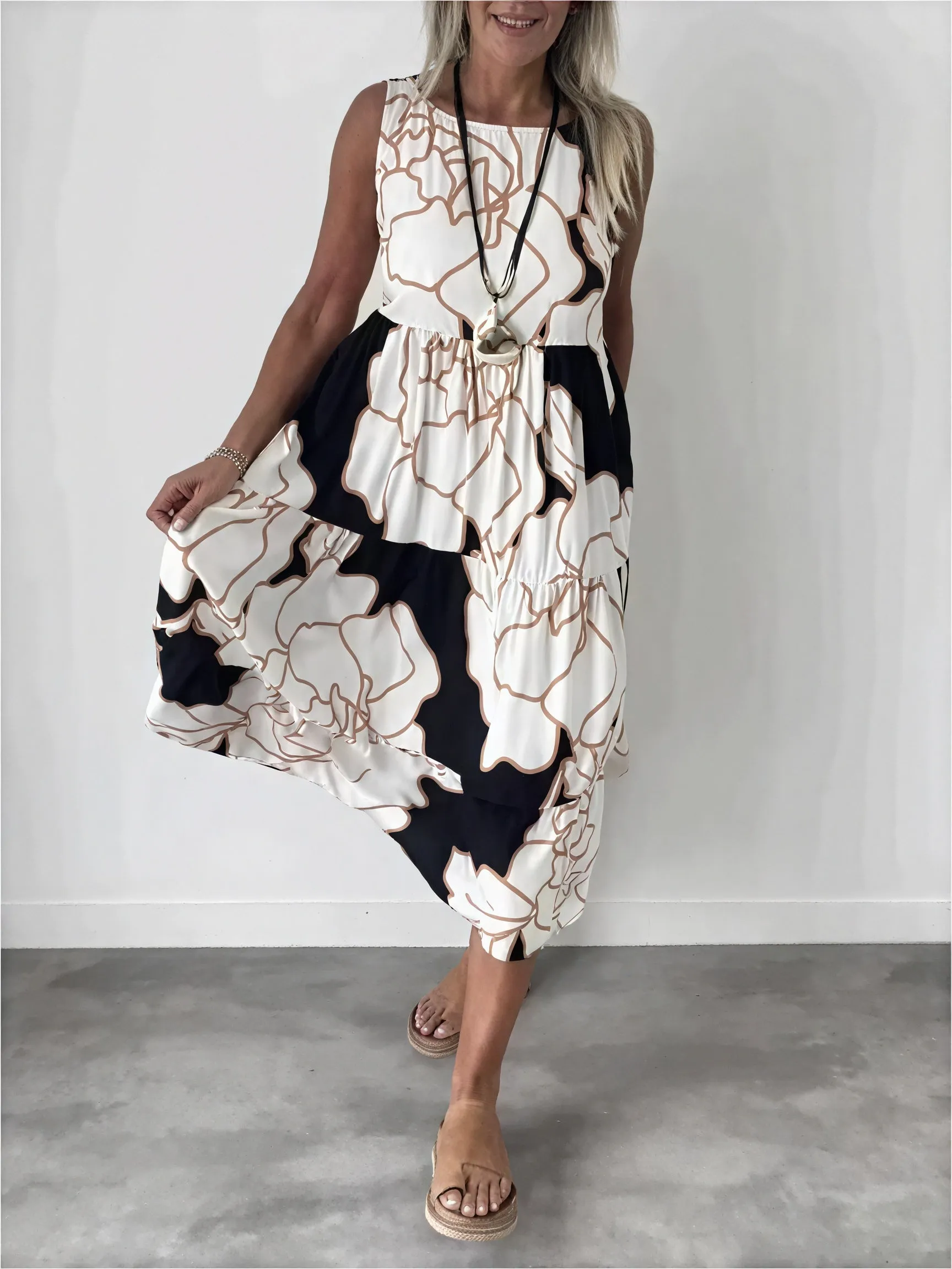 Floral Tiered Midi Dress