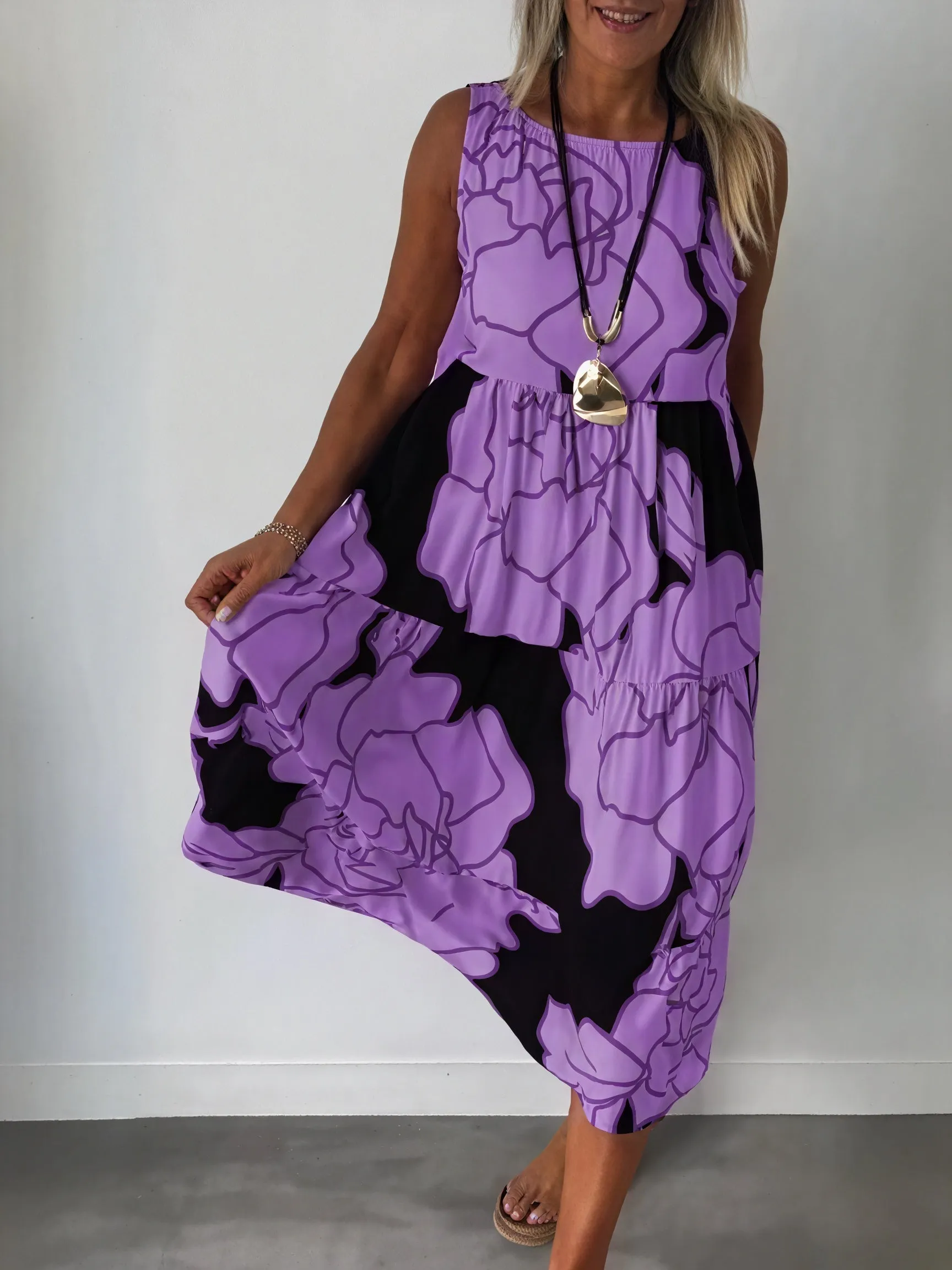 Floral Tiered Midi Dress