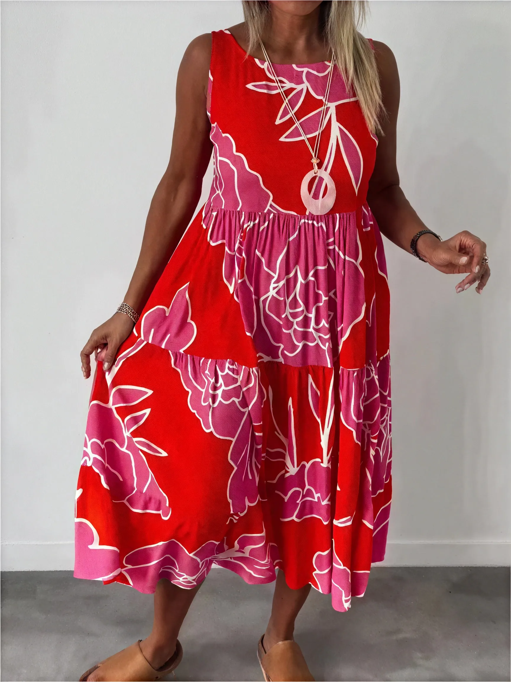 Floral Tiered Midi Dress