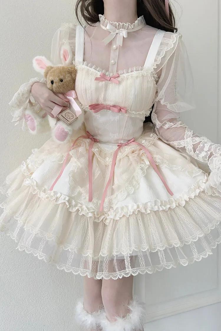 [Flower Season] Bowknot Lace Sweet Ballet Lolita Jsk Dress 4 Colors