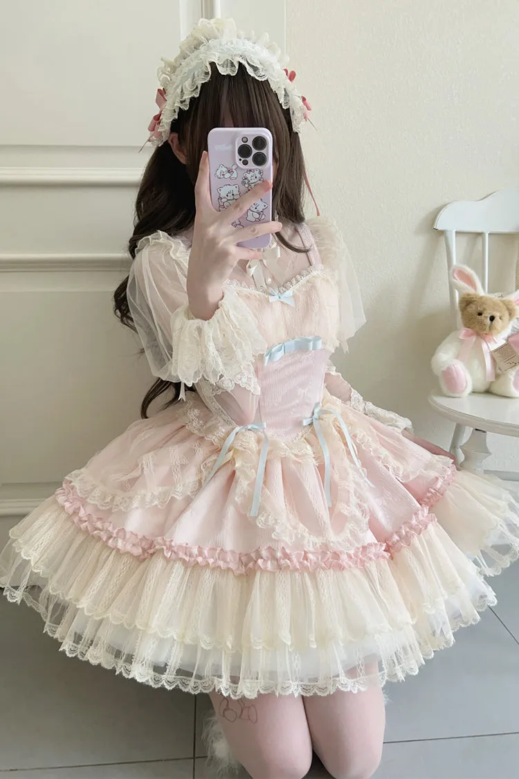 [Flower Season] Bowknot Lace Sweet Ballet Lolita Jsk Dress 4 Colors