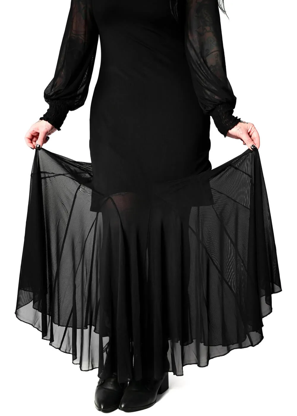 Foxblood Mary Mesh Dress Black
