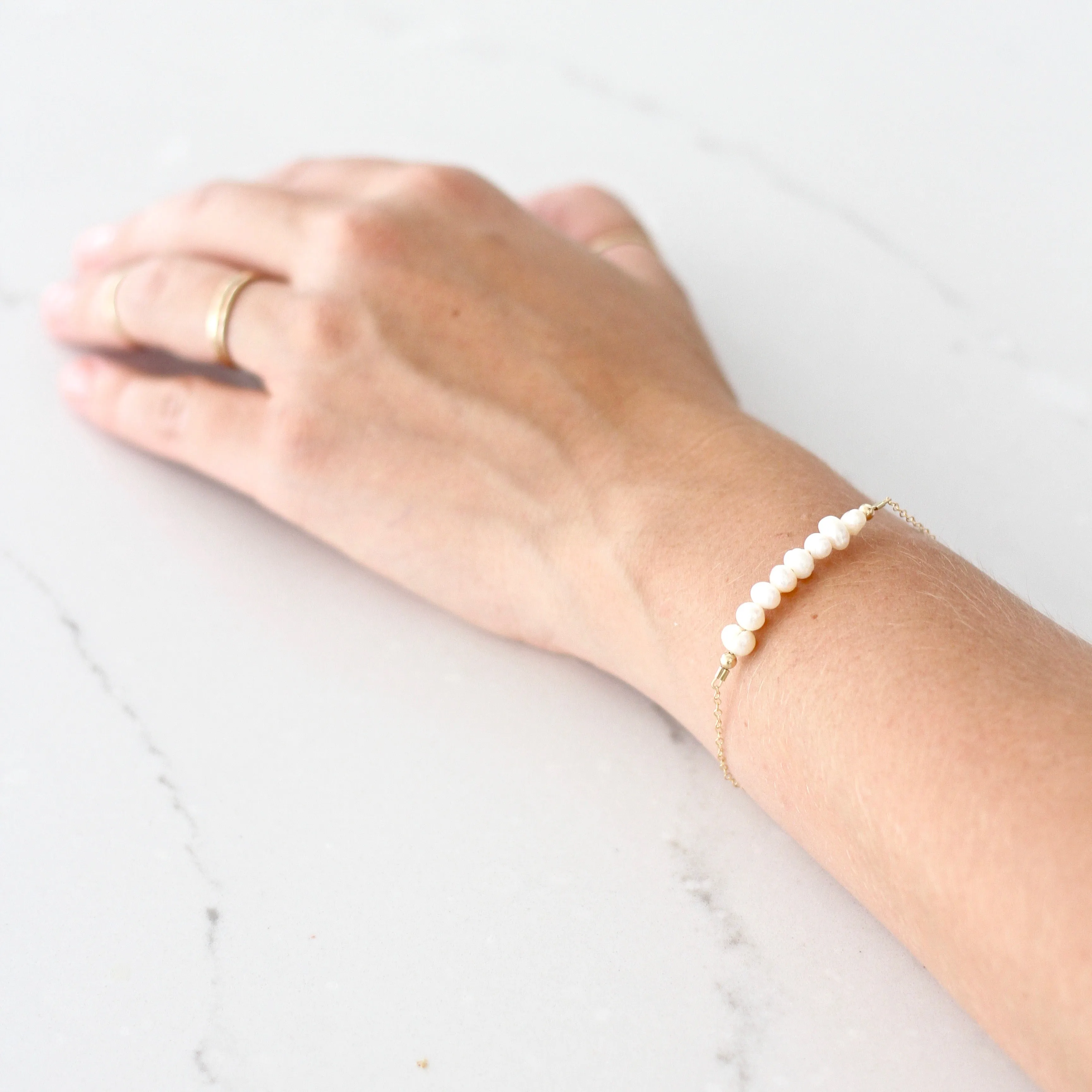 Freshwater Pearl Adult Chain Bracelet (6MM beads)