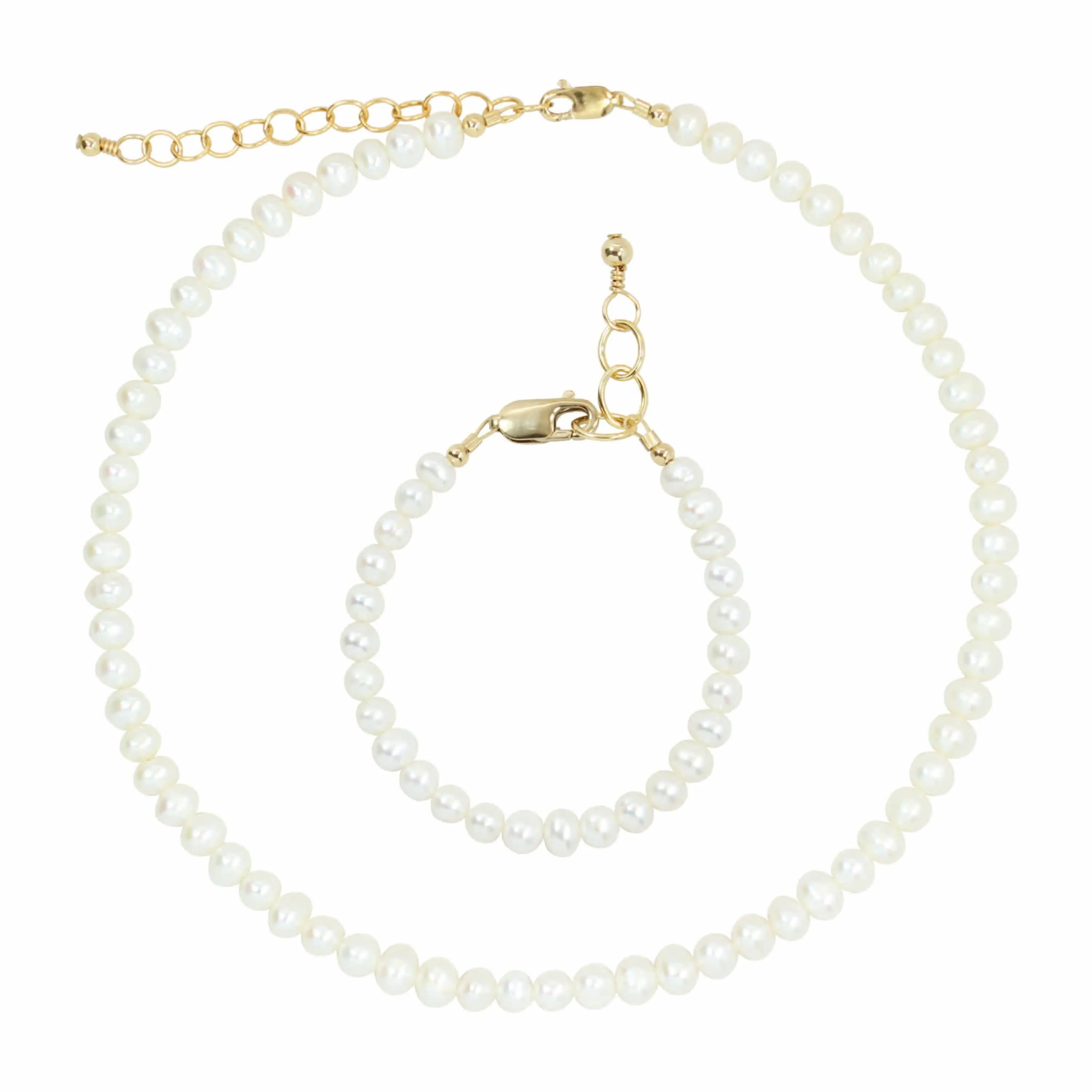 Freshwater Pearl Necklace   Adult Bracelet Set (6MM Beads)