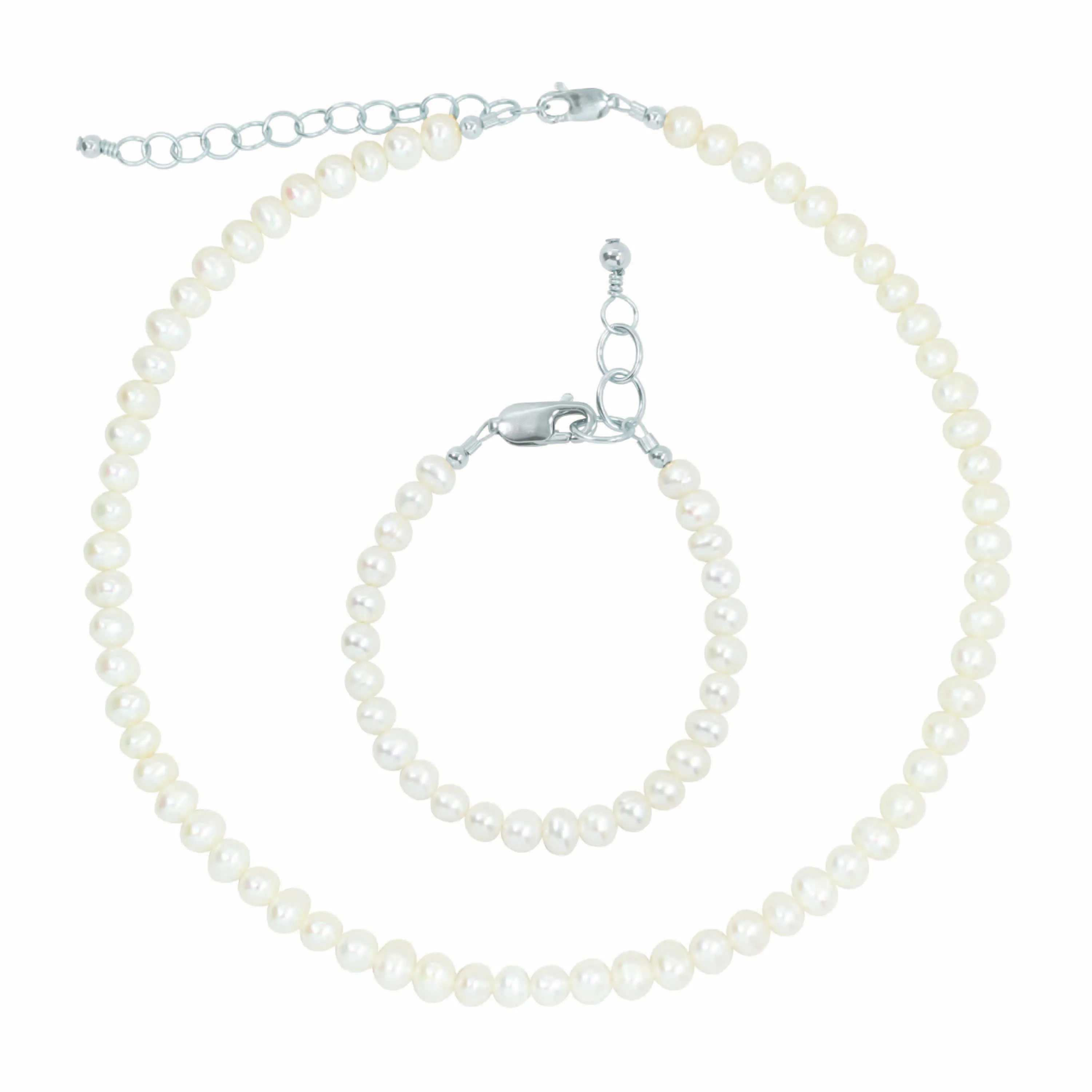 Freshwater Pearl Necklace   Adult Bracelet Set (6MM Beads)