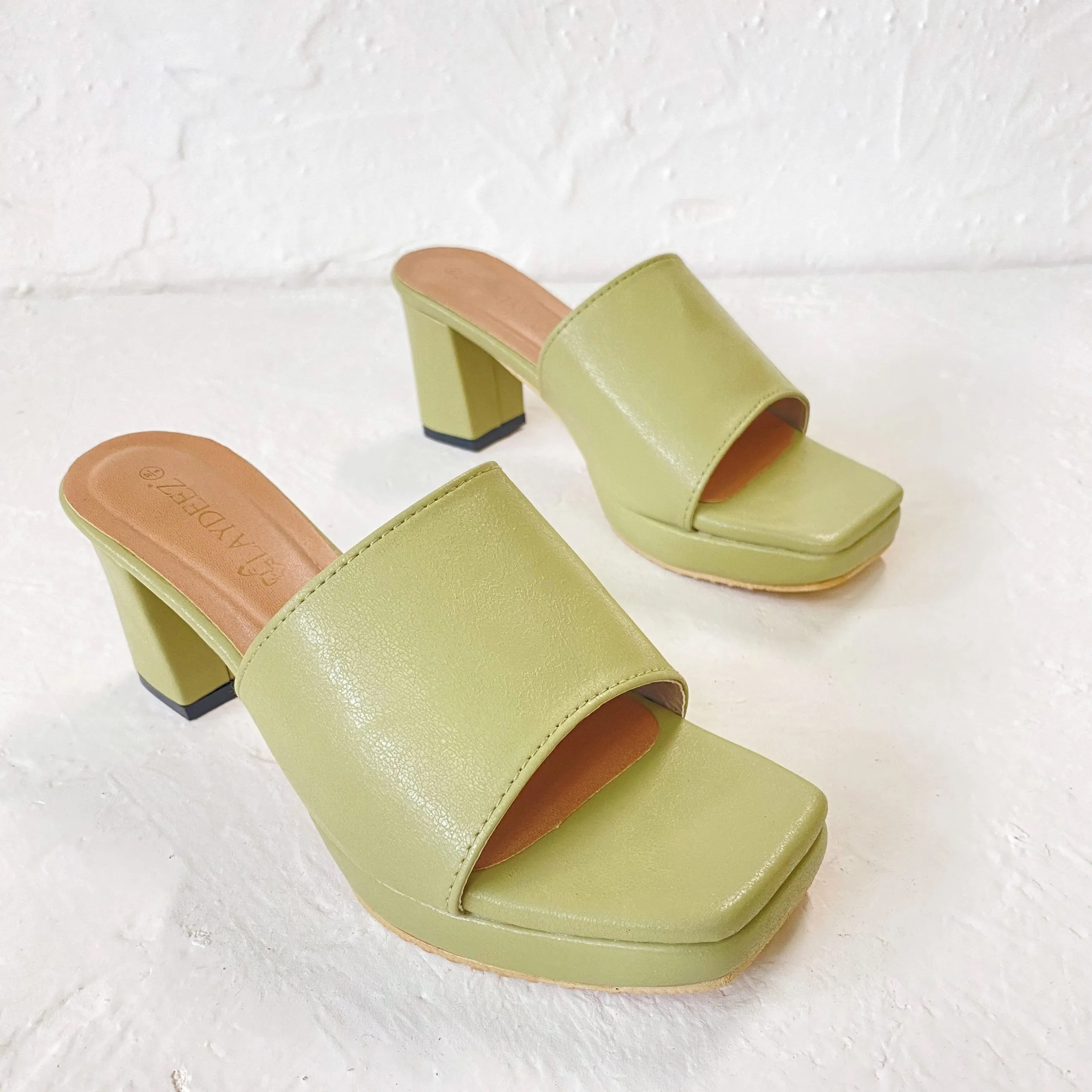 Freya Square Toe Platform Mule Heels
