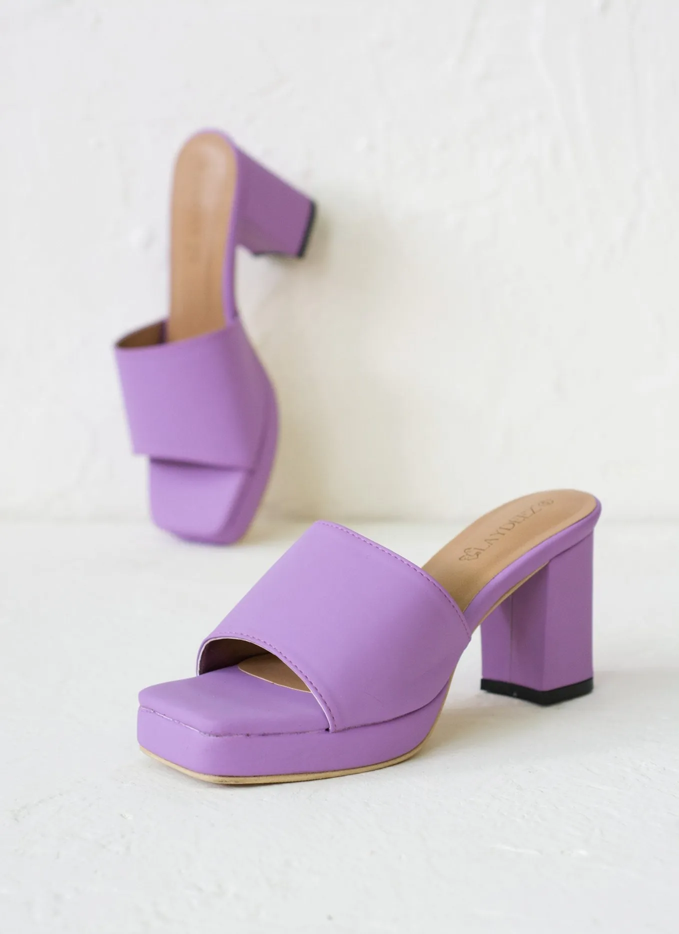 Freya Square Toe Platform Mule Heels