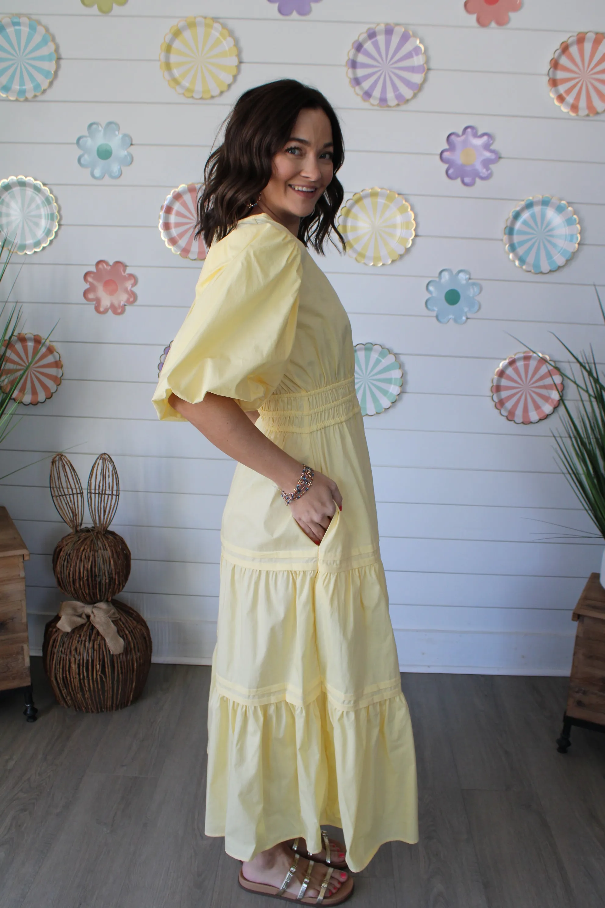 Garden Party Poplin Midi • Yellow