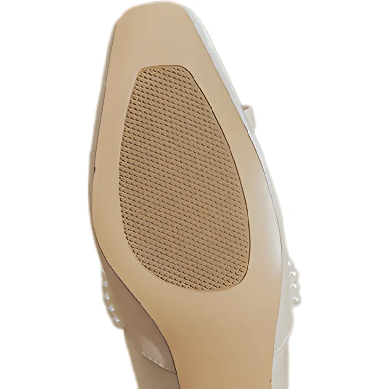 Gentle Pearl Square-Toe Block-Heel Pumps