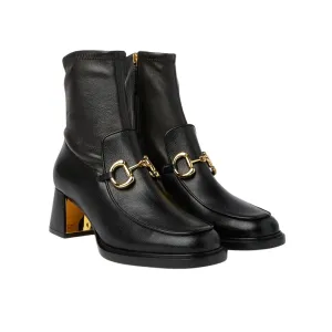 GG HORSEBIT PLAQUE ANKLE BOOTS BLACK 719830 1DO50 1000