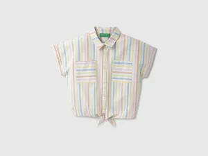 Girls Striped Spread Collar Shirt