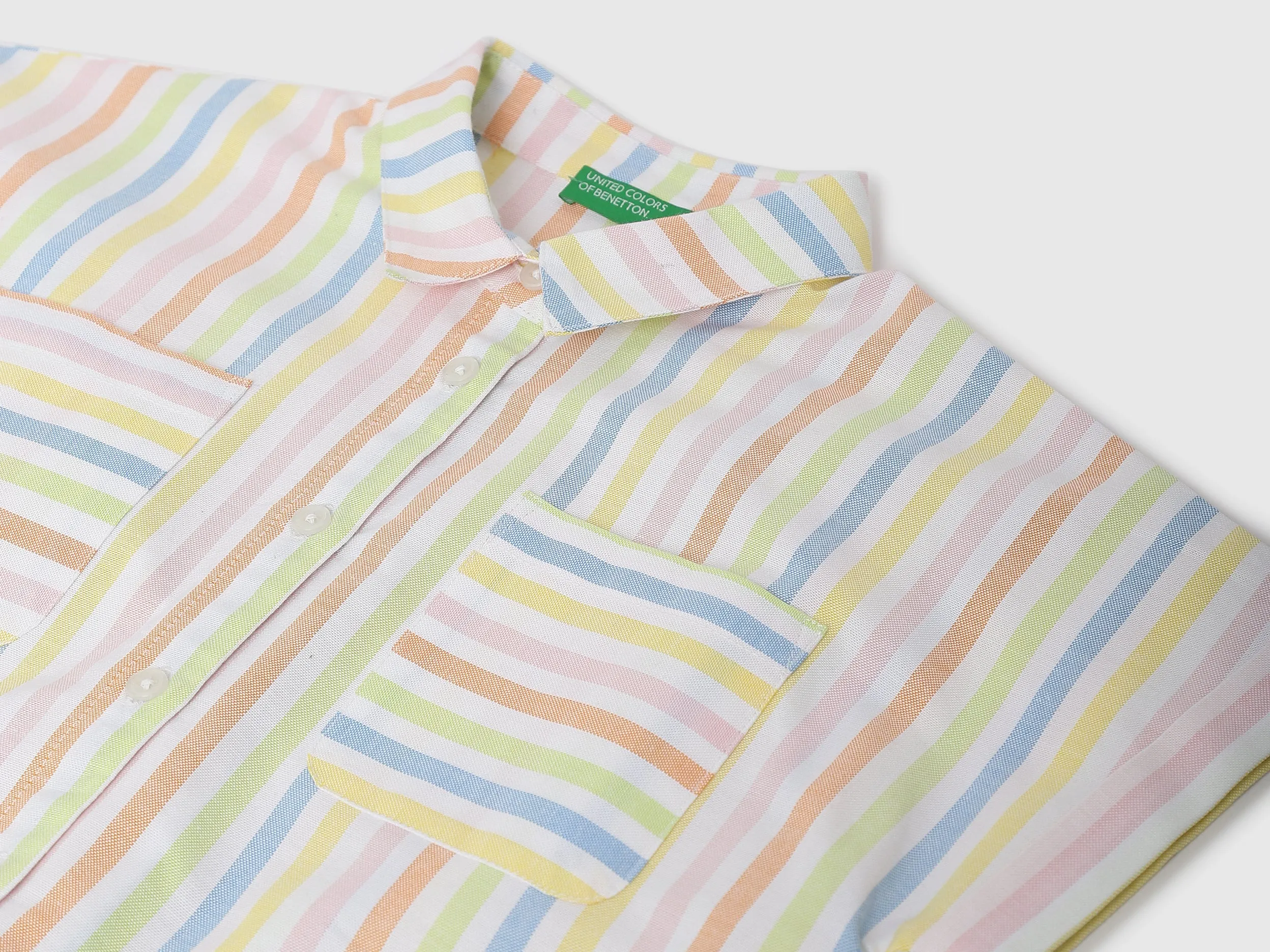 Girls Striped Spread Collar Shirt