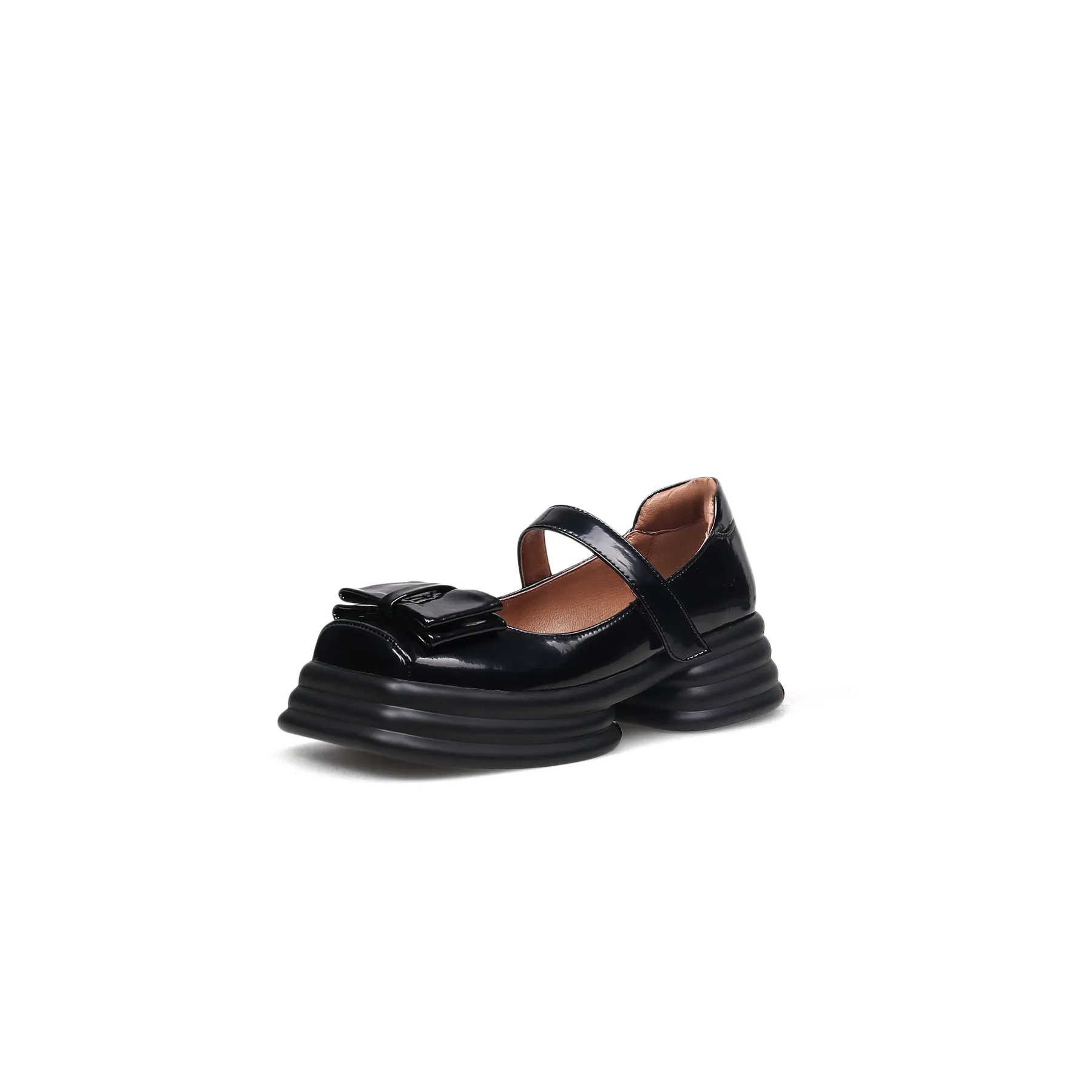 Glossy Leather Bow Mary Jane Black