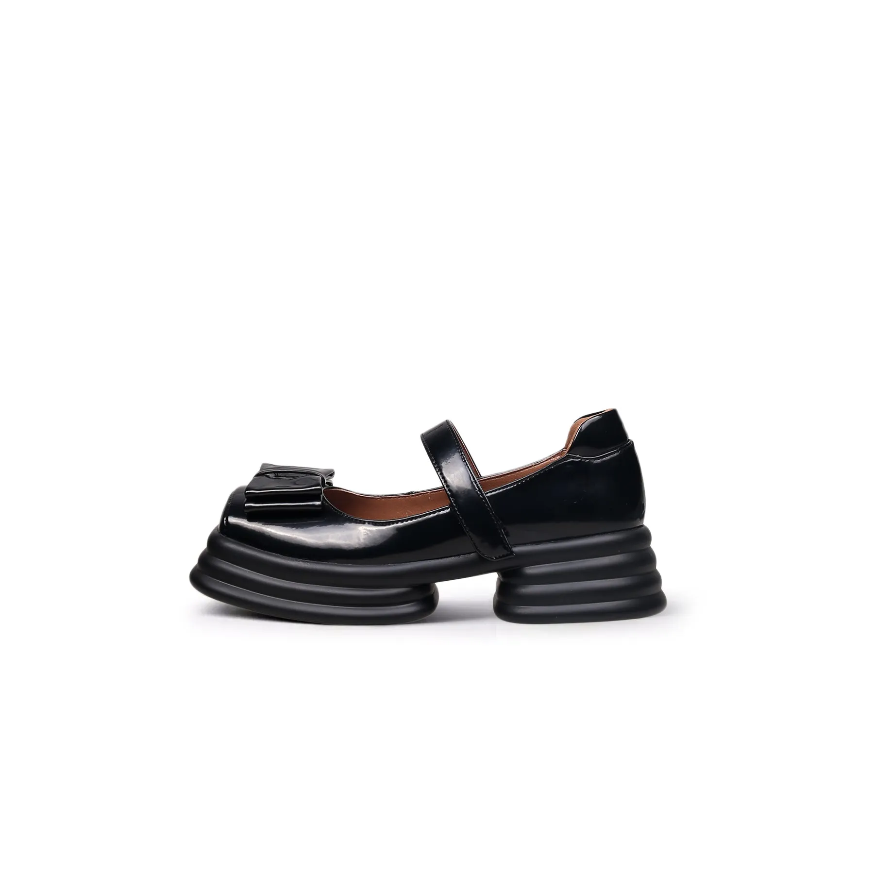 Glossy Leather Bow Mary Jane Black