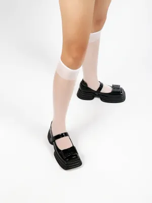 Glossy Leather Bow Mary Jane Black